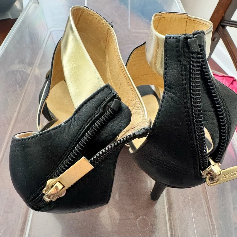 Jimmy Choo Black and Gold Heels - Picture 9 of 9